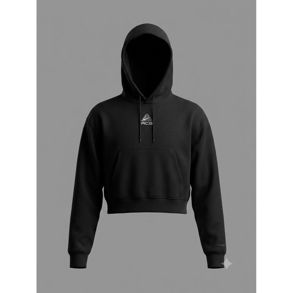 Nike ACG Therma-FIT Cropped Hoodie Black Fleece Sweatshirt DH3104-010 Womens S